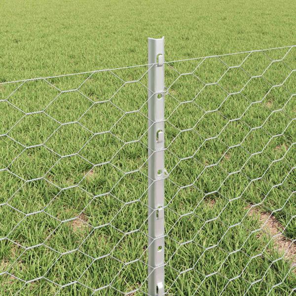 Zaunpfosten 11 Stück U-Kanal 40 cm Feuerverzinkter Stahl, Sechseckzaun 0.4x50 m Feuerverzinkter Stahl