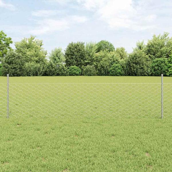 ARDEBO.de - Zaunpfosten 11 Stück U-Profil 60 cm verzinkter Stahl, Sechseckzaun 0,5x50 m verzinkter Stahl