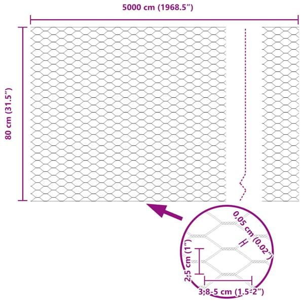 Zaunpfosten 11 Stück U-Profil 80 cm feuerverzinkter Stahl, Sechseckzaun 0,8x50 m feuerverzinkter Stahl