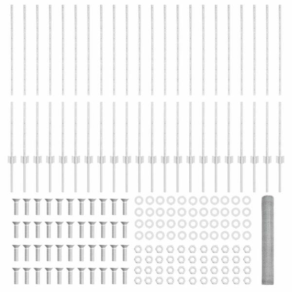 Zaunpfosten 22 Stück U-Profil 120 cm verzinkter Stahl, Sechseckzaun 1.2x50 m verzinkter Stahl