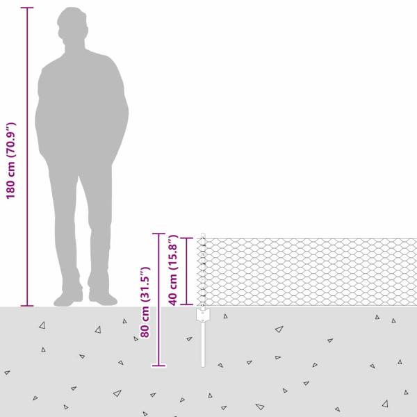 Zaunpfosten 11 Stück U-Kanal 40 cm Verzinkter Stahl, Hexagonzaun 0,4x100 m Verzinkter Stahl