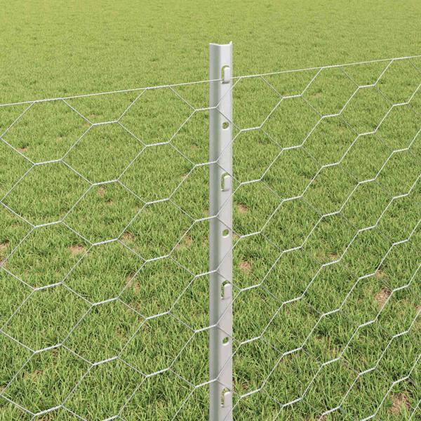 Zaunpfosten 11 Stück U-Kanal 80 cm Verzinkter Stahl, Sechseckzaun 0,8x100 m Verzinkter Stahl