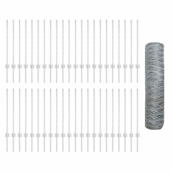 Zaunpfosten 11 Stück U-Kanal 80 cm Verzinkter Stahl, Sechseckzaun 0,8x100 m Verzinkter Stahl