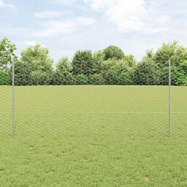 ARDEBO.de - Zaunpfosten 22 Stück U-Channel 140 cm Feuerverzinkter Stahl, Hexagonzaun 1,4x100 m Feuerverzinkter Stahl
