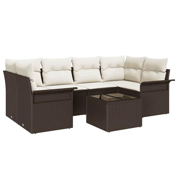 Gartensofa-set 7 stk. Braun Poly-Rattan