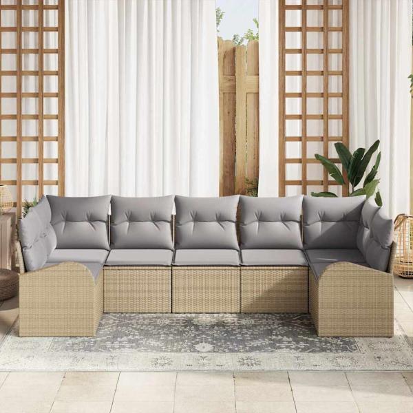 Garten Sofa Set Set aus 7 Grau Rattan Garten Sofa Set Modern
