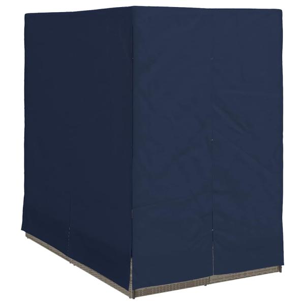 Doppelliege Set aus 2 Grau und Marineblau Rattan Groß