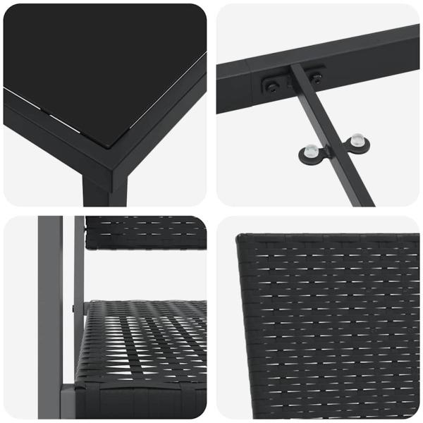 3-teiliges Garten-Essgruppen-Set Schwarz Poly-Rattan