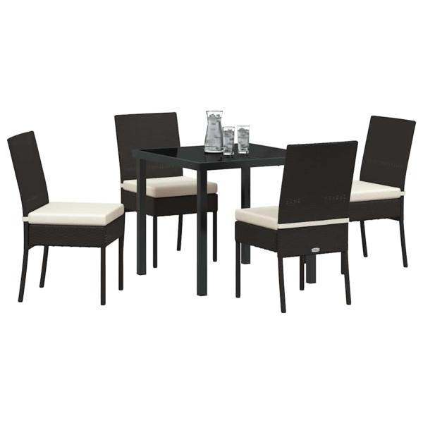 5-teiliges Garten-Esszimmer-Set Schwarz Poly-Rattan