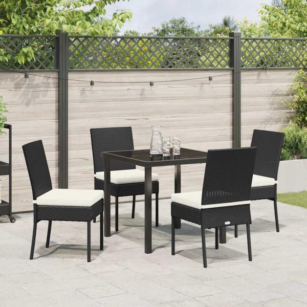 5-teiliges Garten-Esszimmer-Set Schwarz Poly-Rattan