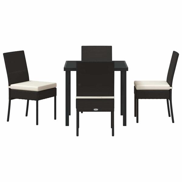 5-teiliges Garten-Esszimmer-Set Schwarz Poly-Rattan