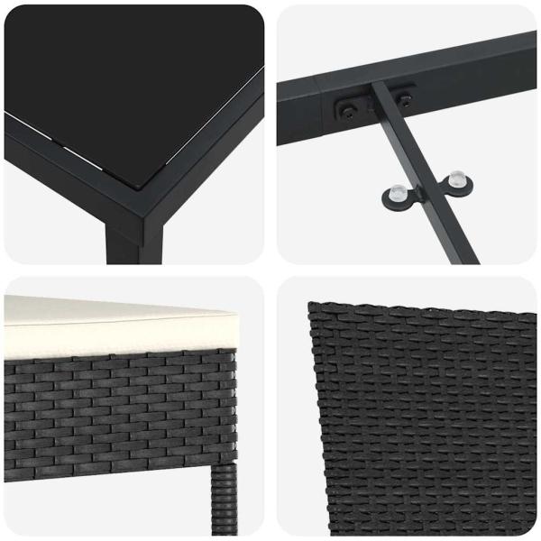 5-teilige Garten Essgruppe Schwarz Poly-Rattan