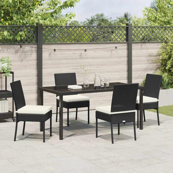 5-teiliges Garten-Essset Schwarz Poly Rattan