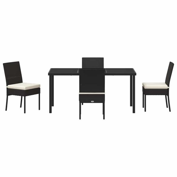5-teiliges Garten-Essset Schwarz Poly Rattan