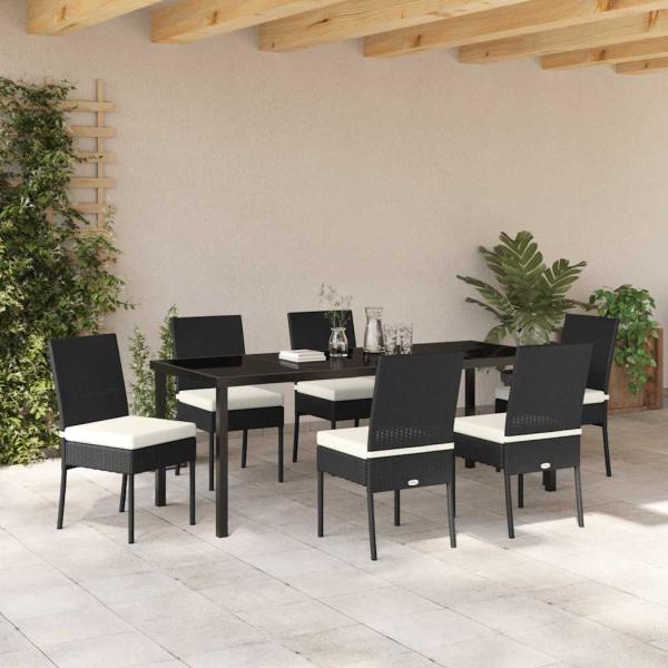 Garten Essgruppe 7 stk. Schwarz Pulverbeschichteter Stahl