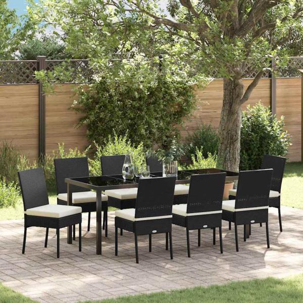 ARDEBO.de - Garten Essgruppe 9 stk. Schwarz Pulverbeschichteter Stahl