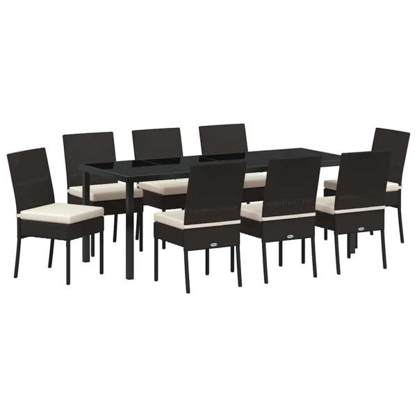Garten Essgruppe 9 stk. Schwarz Pulverbeschichteter Stahl