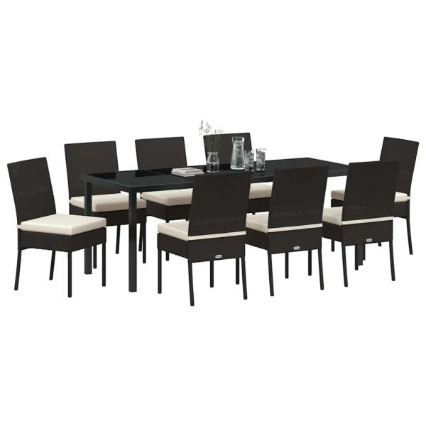 Garten Essgruppe 9 stk. Schwarz Pulverbeschichteter Stahl