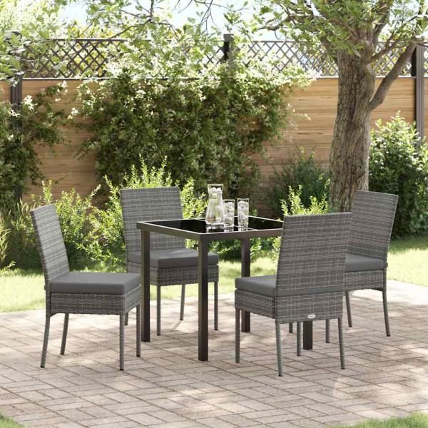 ARDEBO.de - 5-teiliges Garten-Essset Grau Poly-Rattan