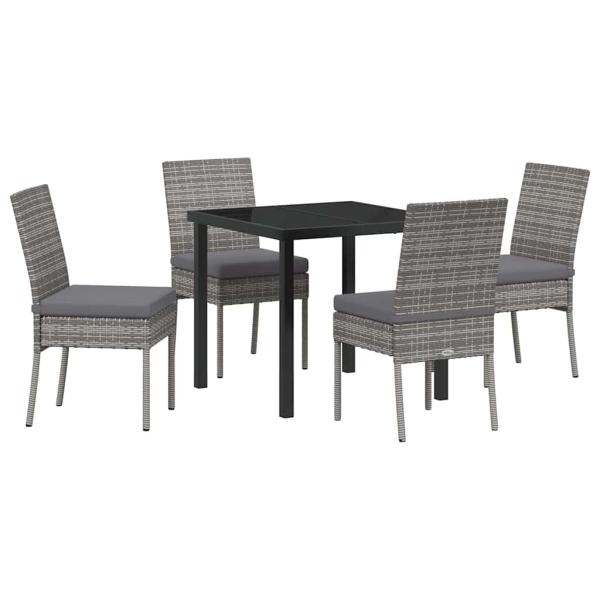 5-teiliges Garten-Essset Grau Poly-Rattan