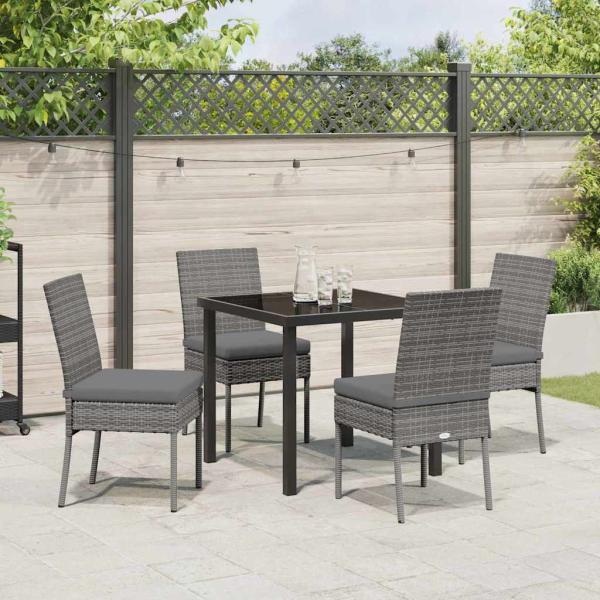 5-teiliges Garten-Essset Grau Poly-Rattan
