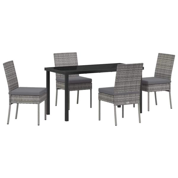 5-teiliges Garten-Essset Grau Poly-Rattan