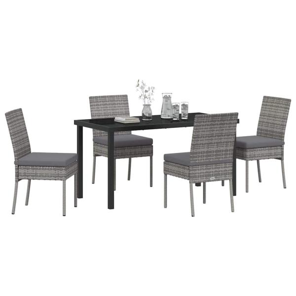 5-teiliges Garten-Essset Grau Poly-Rattan