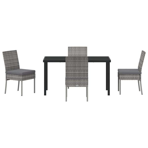 5-teiliges Garten-Essset Grau Poly-Rattan