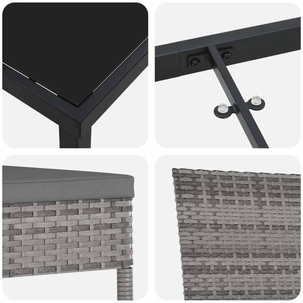 7-teiliges Garten Essset Grau Poly Rattan