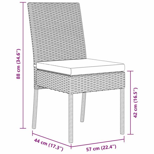 7-teiliges Garten Essset Grau Poly Rattan