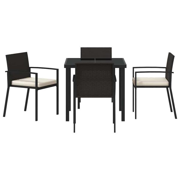 Garten Essgruppe 5 pcs Schwarz Pulverbeschichteter Stahl