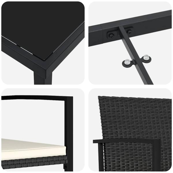 5-teiliges Garten-Esszimmer-Set Schwarz Poly-Rattan