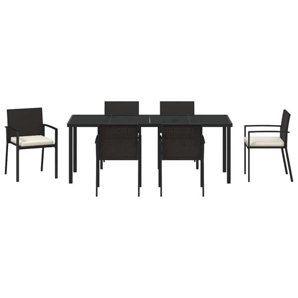 Garten Essgruppe 7 pcs Schwarz Pulverbeschichteter Stahl