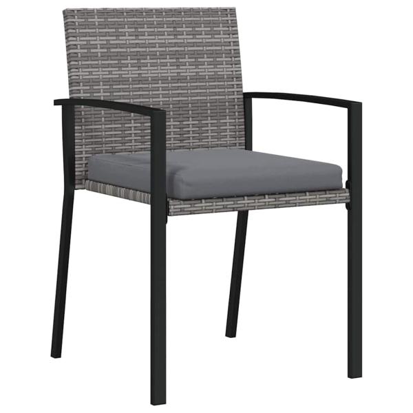 3-teiliges Garten Essset Grau Poly Rattan
