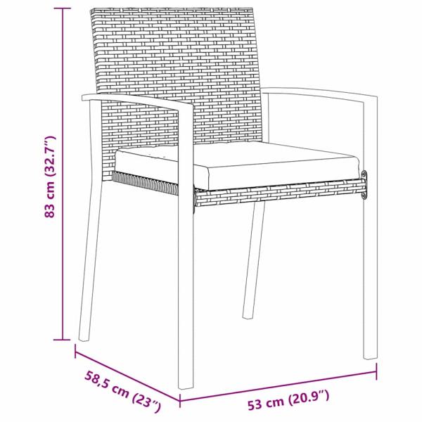 3-teiliges Garten Essset Grau Poly Rattan