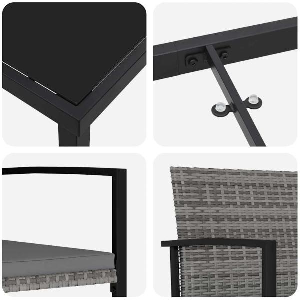 9-teiliges Garten-Essgruppen-Set Grau Poly-Rattan