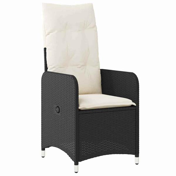 5-teiliges Garten-Dining-Set mit Kissen Schwarz Poly-Rattan