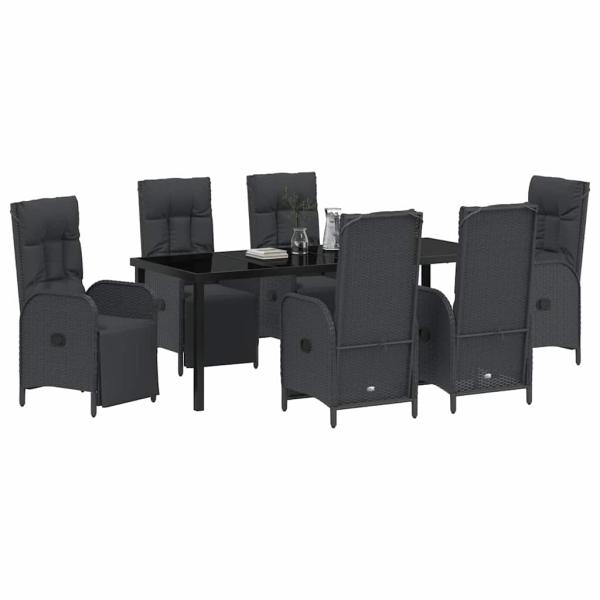 Garten Essgruppe 7 stk. Schwarz Poly-Rattan
