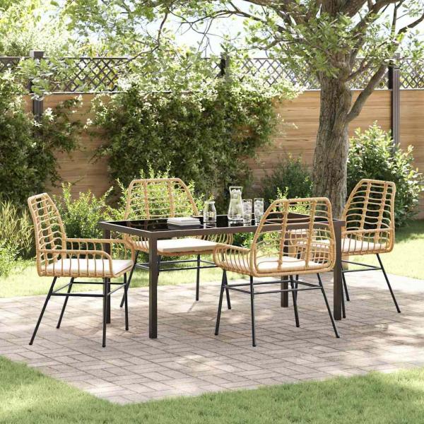 ARDEBO.de - 5-teiliges Garten-Essgruppe mit Kissen Braun Poly-Rattan
