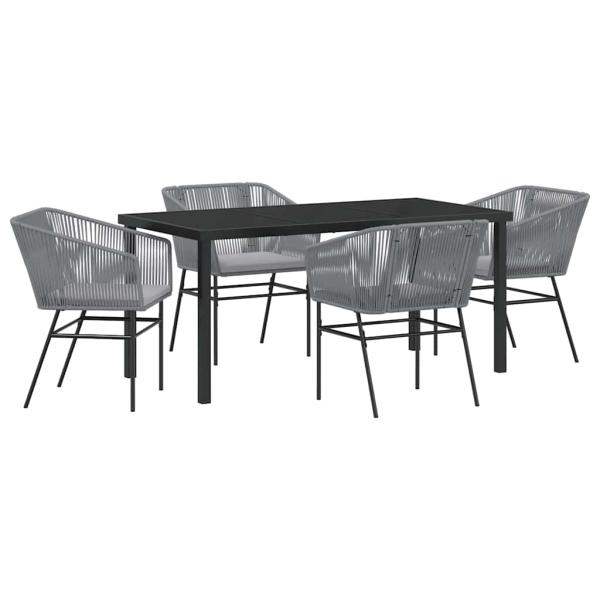Set aus 3 Grau PE-Rattan, pulverbeschichteter Stahl Standard