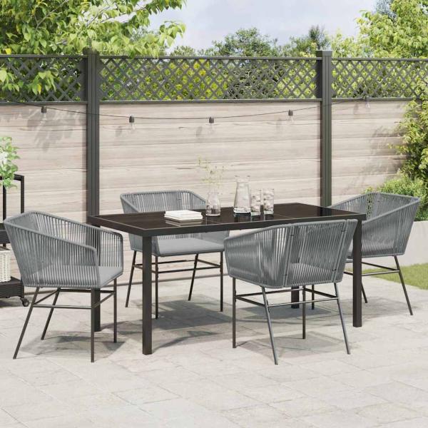 Set aus 3 Grau PE-Rattan, pulverbeschichteter Stahl Standard