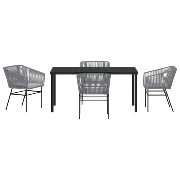 Set aus 3 Grau PE-Rattan, pulverbeschichteter Stahl Standard