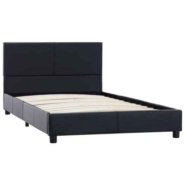 Bettgestell Schwarz Kunstleder 90x200 cm