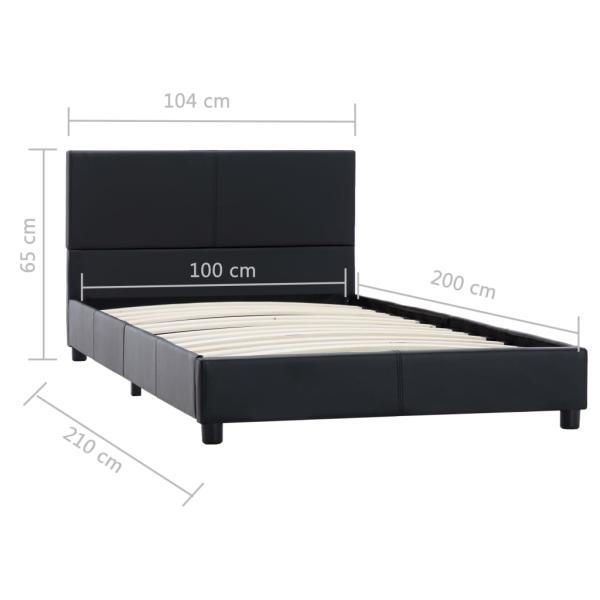 Bettgestell Schwarz Kunstleder 100x200 cm