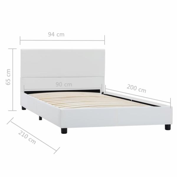 Bettgestell Weiß Kunstleder 90x200 cm