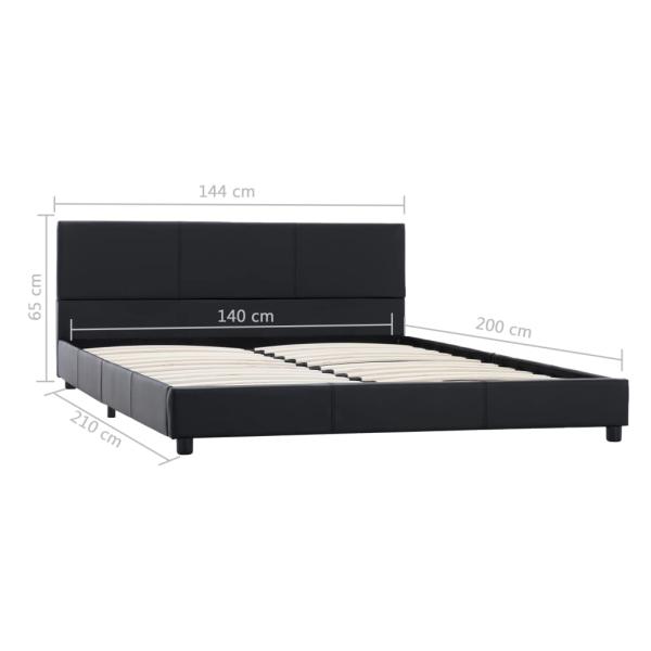 Bettgestell Schwarz Kunstleder 140x200 cm