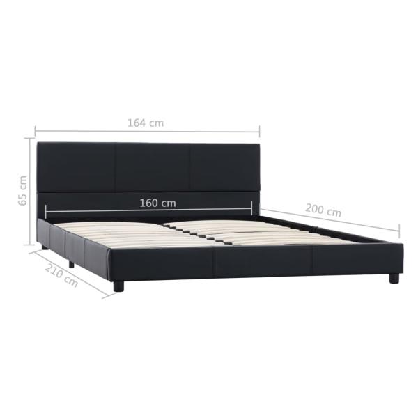 Bettgestell Schwarz Kunstleder 160x200 cm