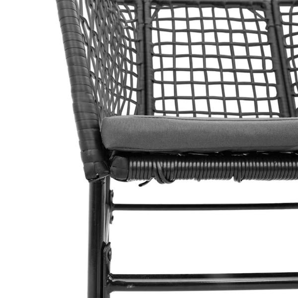 ARDEBO.de - 9-tlg. Garten-Essgruppe mit Kissen Schwarz Poly Rattan Glas