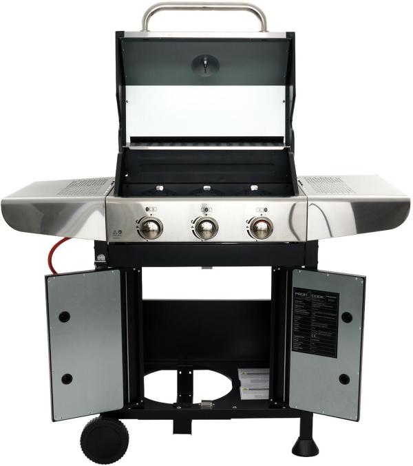 ProfiCook PC-GG 1310 Gasgrill, 3 Heizzonen, 56 x 43 cm große Grillfläche, Edelstahl (501310)