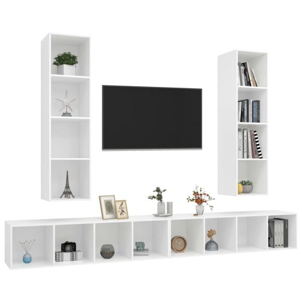 TV-Wandschränke 4 Stk. Weiß Holzwerkstoff